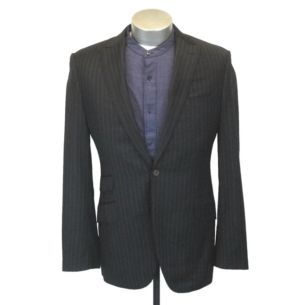 charcoal pinstripe Michael Andrews Bespoke blazer jacket sport suit coat slim 40